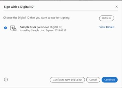 Select new digital ID
